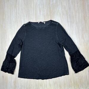 Soft Surroundings Genius Sheer Bell Sleeve Gothic Dark Romance Shirt XL PETITE